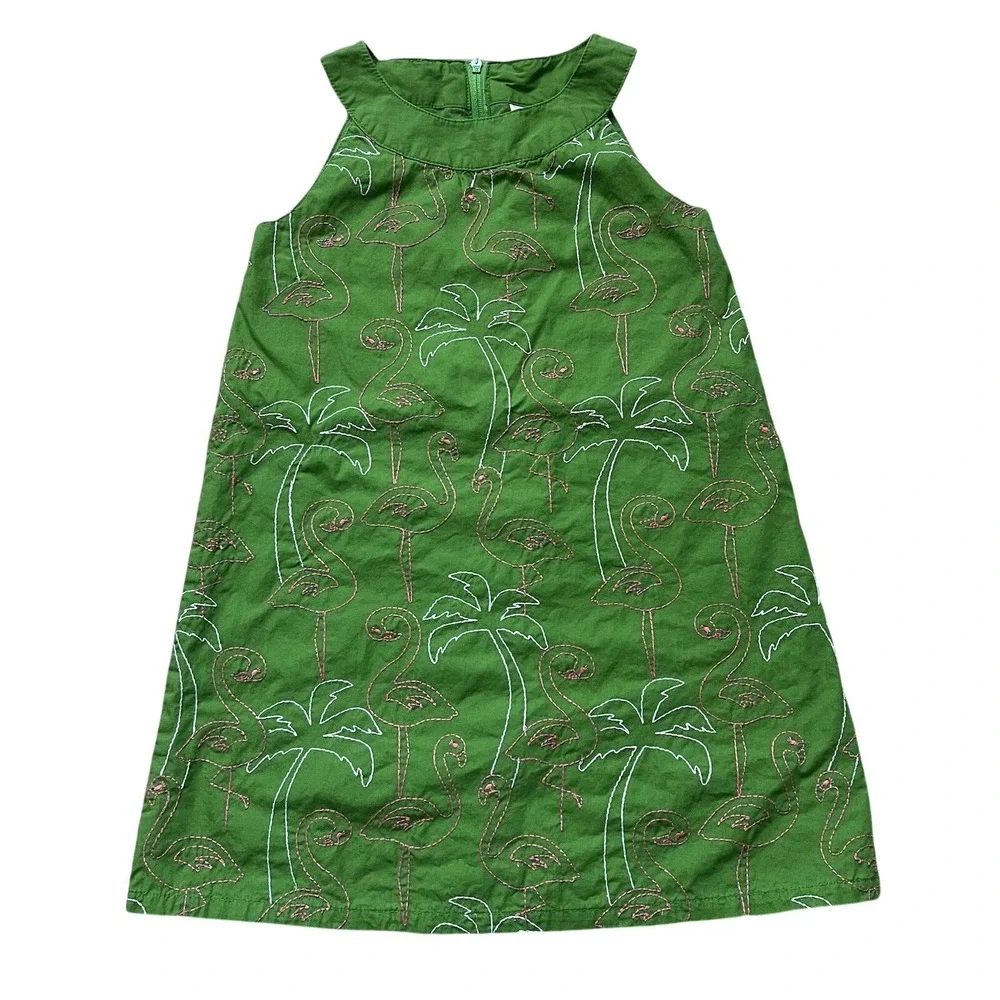 Flamingo‎ Embroidered jumper Shift Dress girls 4 beach coastal vacation preppy
